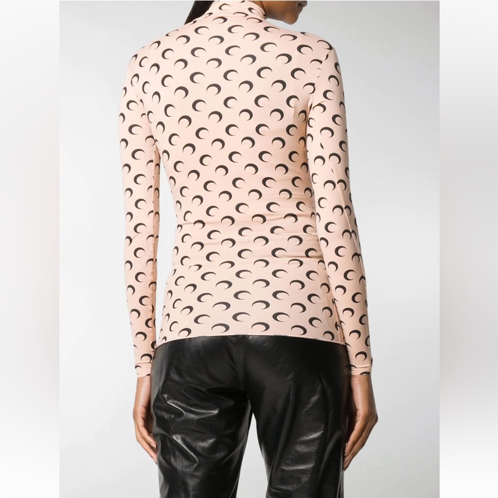 MARINE SERRE β’ Moon Print Turtleneck Second Skin Top - Picture 4 of 16